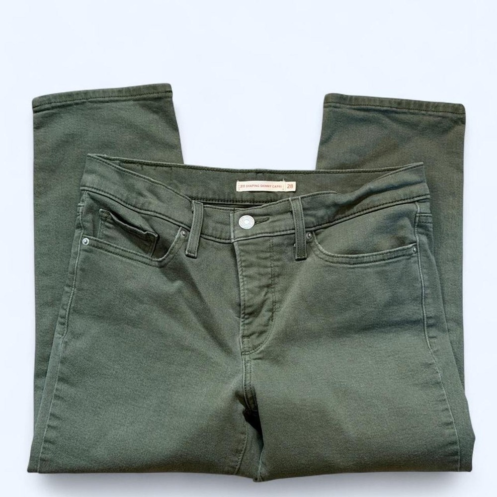 Earth Tones Levi's 311 Skinny Stretch Cropped Ankle Jeans Olive Green Size 28
